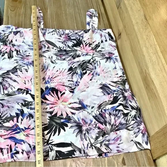 NYDJ Blouse Womens Medium Boho Hawaiian Tropical Floral Top Ruffle Cold Shoulder - Picture 10 of 13